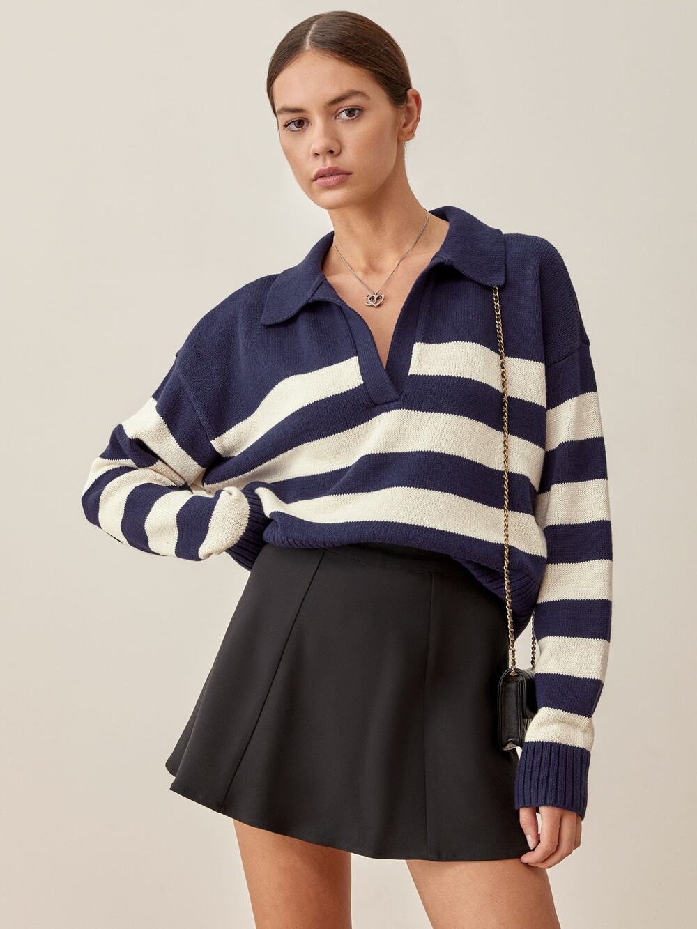 Reformation Francesco Cotton Polo Sweater - S